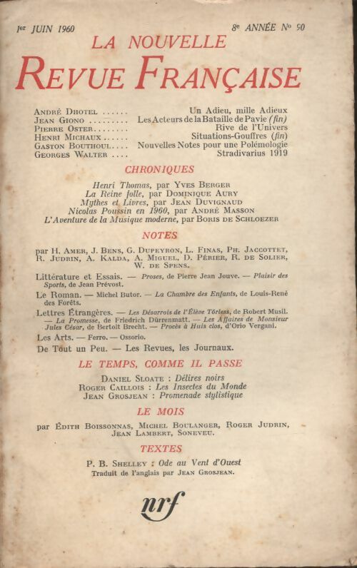 Livrenpoche : La nouvelle revue Française n°90 - Collectif - Livre