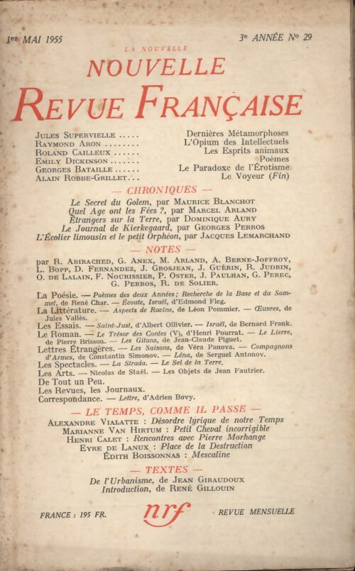 Livrenpoche : La nouvelle revue Française n°29 - Collectif - Livre