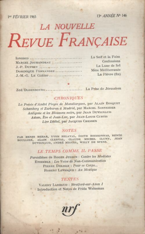 Livrenpoche : La nouvelle revue Française n°146 - Collectif - Livre