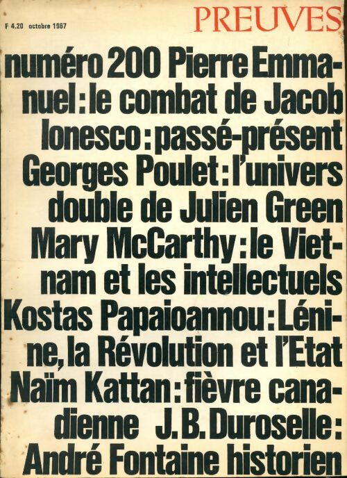 Livrenpoche : Preuves n°200 - Collectif - Livre