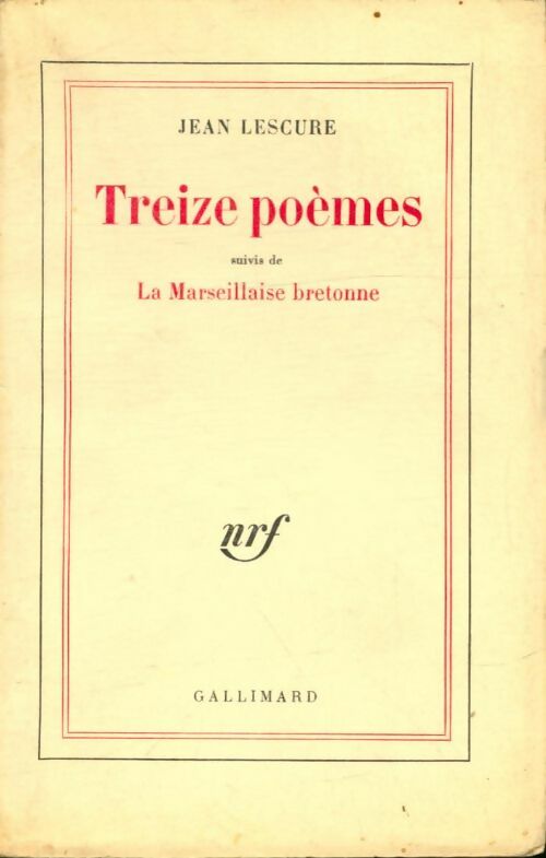 Livrenpoche : Treize poèmes / La marseillaise bretonne - Jean Lescure - Livre