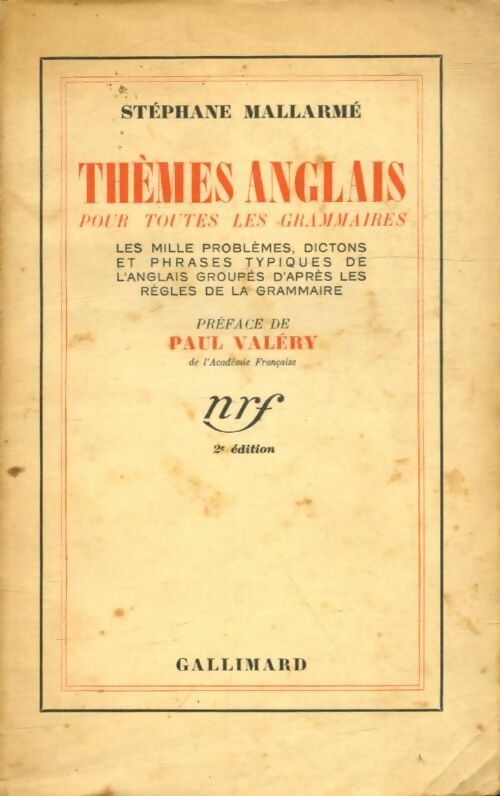 Livrenpoche : Thèmes anglais pour toutes les grammaires - Stéphane Mallarmé - Livre