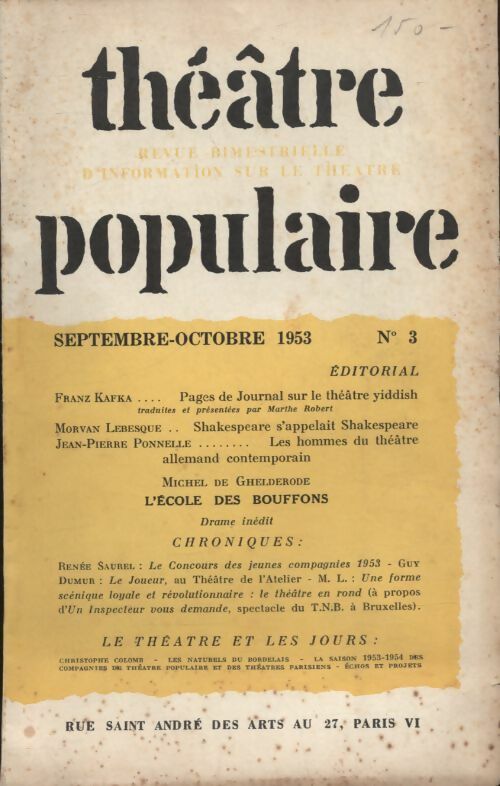 Livrenpoche : Théâtre populaire n°3 - Collectif - Livre