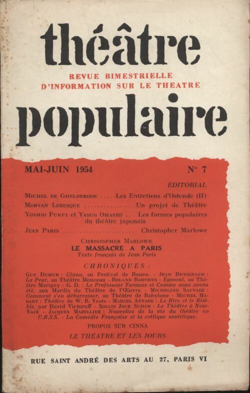 Livrenpoche : Théâtre populaire n°7 - Collectif - Livre