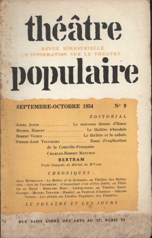Livrenpoche : Théâtre populaire n°9 - Collectif - Livre