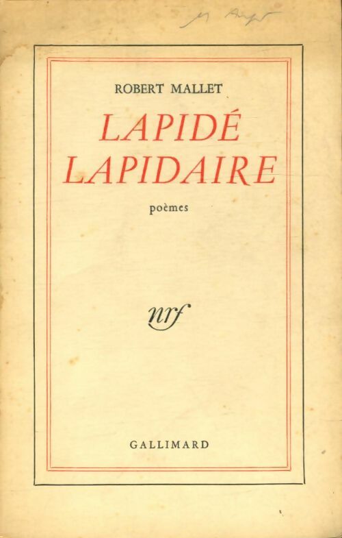 Livrenpoche : Lapidé lapidaire - Robert Mallet - Livre