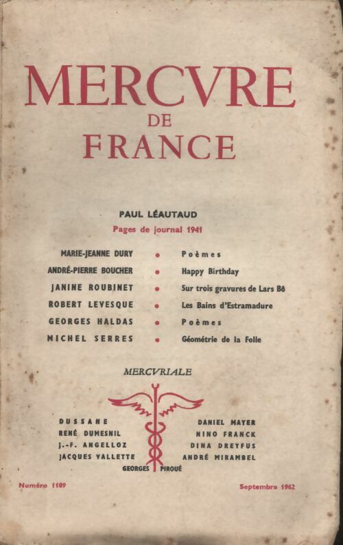 Livrenpoche : Mercure de France n°1189 - Collectif - Livre