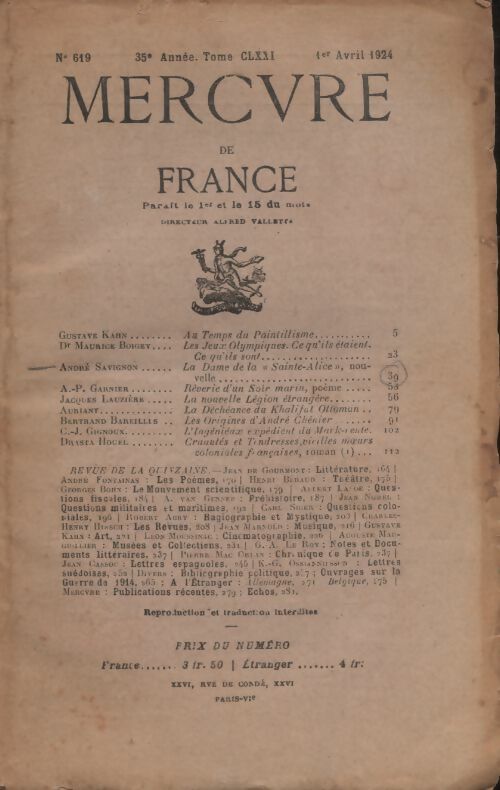 Livrenpoche : Mercure de France n°619 - Collectif - Livre