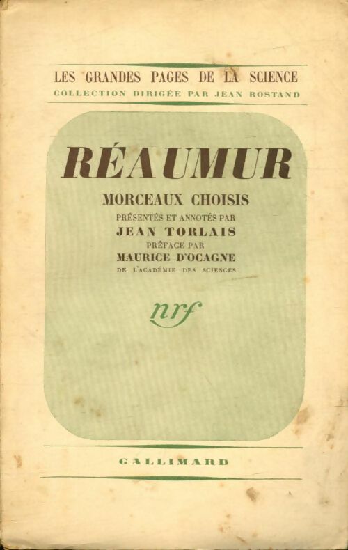 Livrenpoche : Réaumur : Morceaux choisis - Jean Torlais - Livre