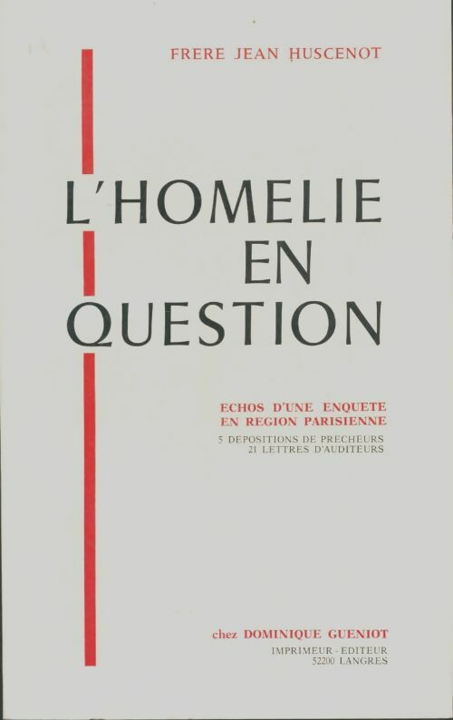 Livrenpoche : L'homelie en question - Jean Huscenot - Livre