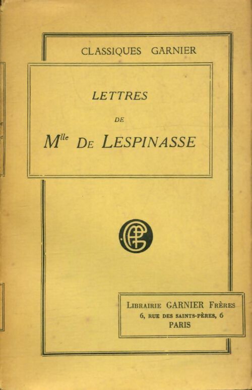 Livrenpoche : Lettres de Mlle De Lespinasse - Mademoiselle De Lespinasse - Livre