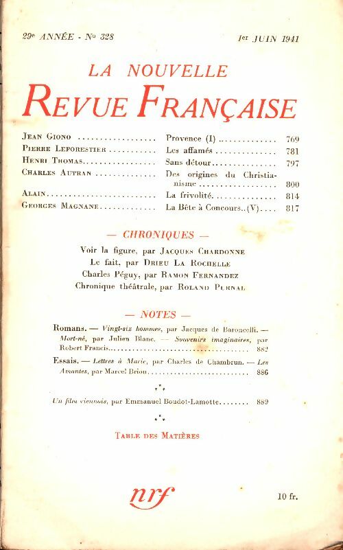 Livrenpoche : La Nouvelle Revue Française n°328 - Collectif - Livre