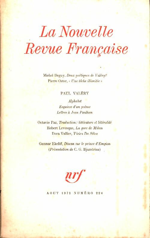 Livrenpoche : La nouvelle revue Française n°224 - Collectif - Livre