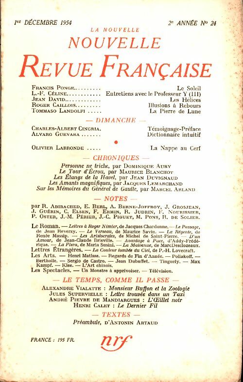 Livrenpoche : La nouvelle nouvelle revue Française n°24 - Collectif - Livre