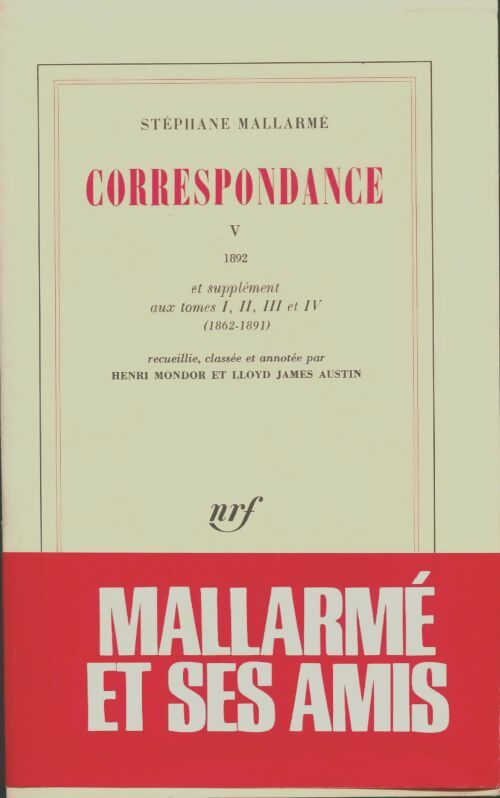 Livrenpoche : Correspondance Tome V : 1892 - Stéphane Mallarmé - Livre