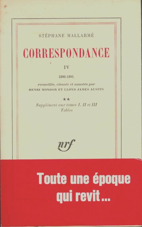 Livrenpoche : Correspondance Tome IV : 1890-1891 - Stéphane Mallarmé - Livre