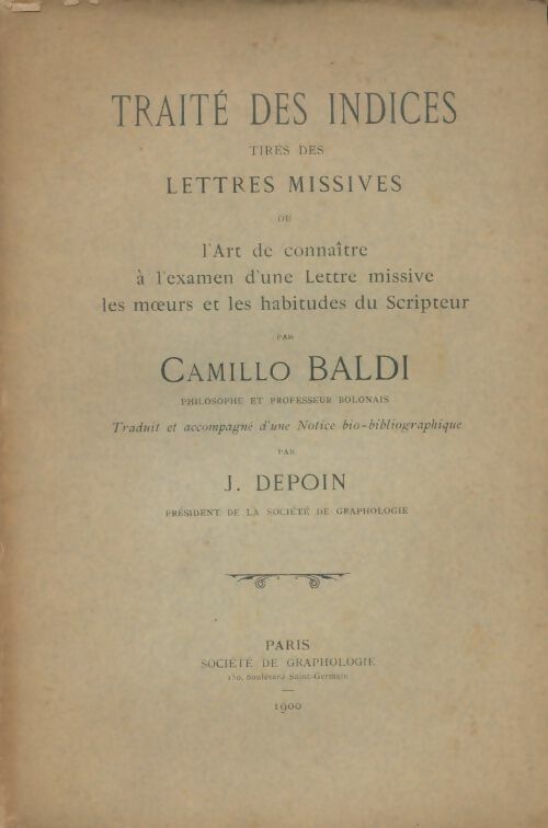 Livrenpoche : Traité des indices tirés des lettres missives - Camillo Baldi - Livre