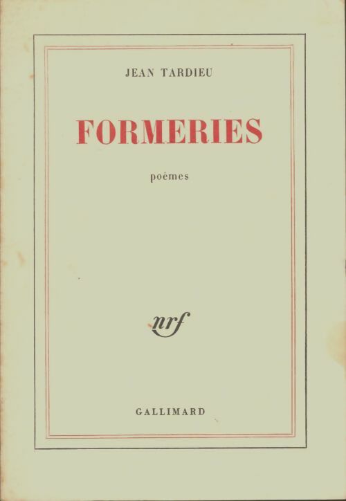 Livrenpoche : Formeries - Jean Tardieu - Livre