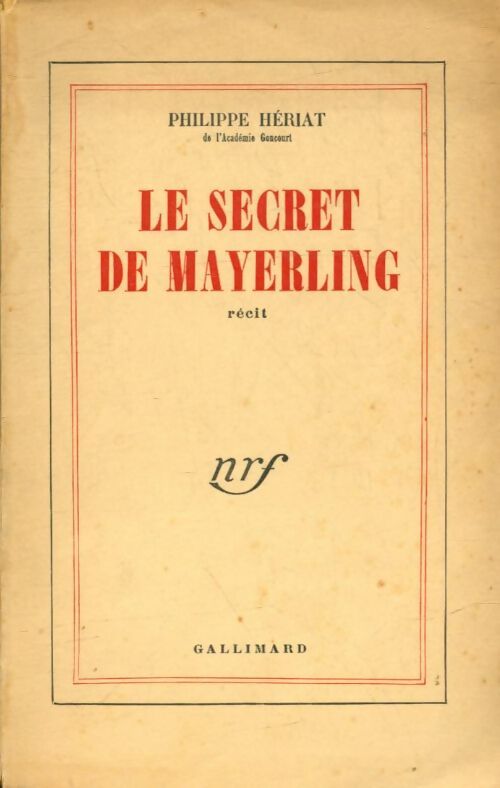 Le secret de Mayerling - Phillipe Hériat - Livre