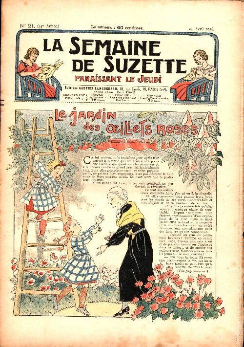 Livrenpoche : La semaine de Suzette 34e année n°21 : Le jardin des oeillets roses - Collectif - Livre