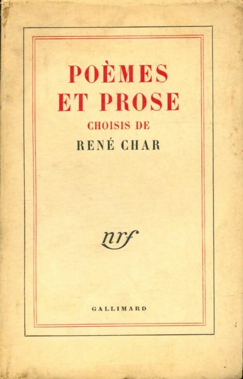 Livrenpoche : Poémes et prose choisis de René Char - René Char - Livre