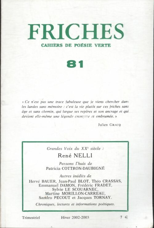 Livrenpoche : Friches n°81 : René Nelli - Collectif - Livre