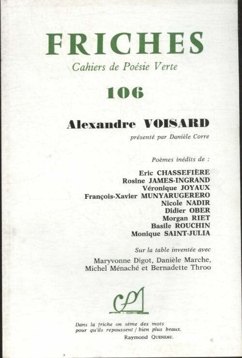 Livrenpoche : Friches n°106 : Alexandre Voisard - Collectif - Livre