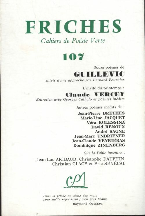 Livrenpoche : Friches n°107 : Guillevic - Collectif - Livre