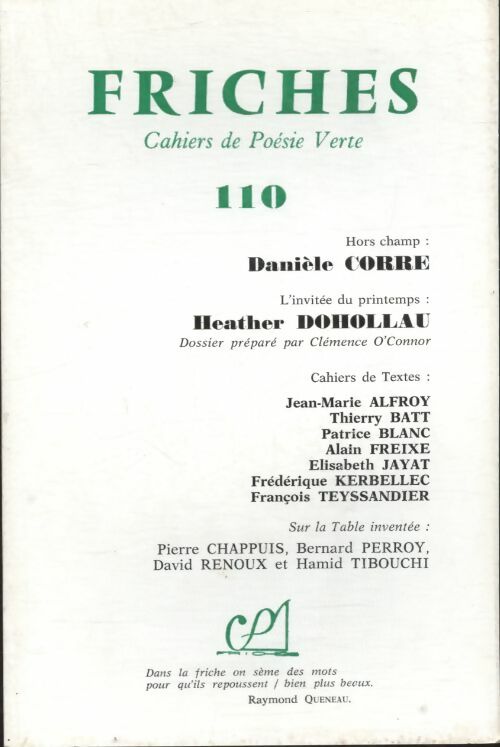 Livrenpoche : Friches n°110 : Danièle Corre / Heather Dohollau - Collectif - Livre