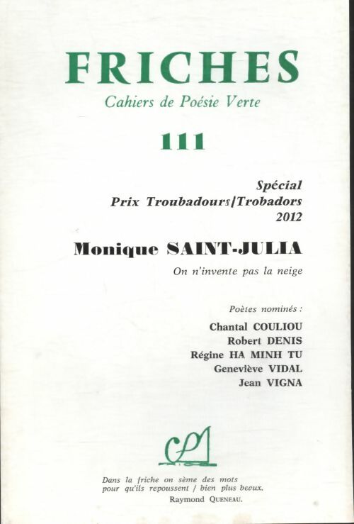 Livrenpoche : Friches n°111 : Spécial prix Troubadours/trobadors 2012 - Collectif - Livre