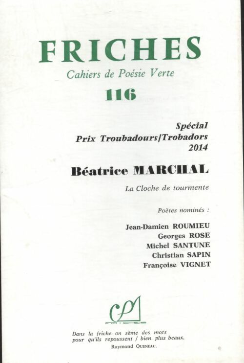 Livrenpoche : Friches n°116 : Spécial prix Troubadours/troubadors 2014 - Collectif - Livre