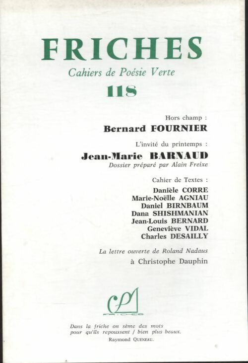 Livrenpoche : Friches n°118 : Bernard Fournier / Jean-Marie Barnaud - Collectif - Livre