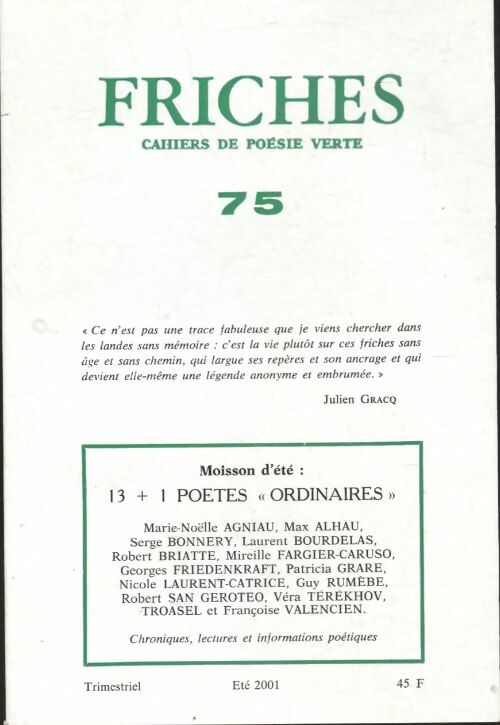 Livrenpoche : Friches n°75 : 13 + 1 poètes ordinaires - Collectif - Livre