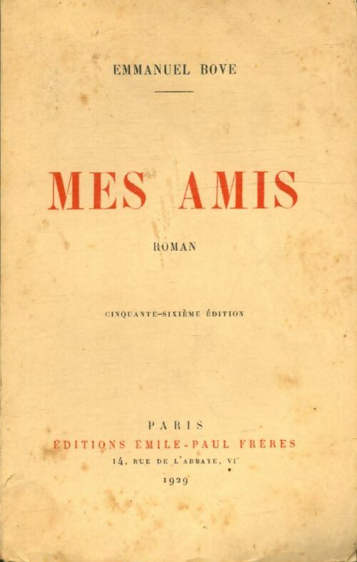 Livrenpoche : Mes amis - Emmanuel Bove - Livre