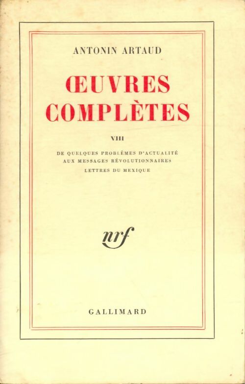 Livrenpoche : Oeuvres complètes Tome VIII - Antonin Artaud - Livre