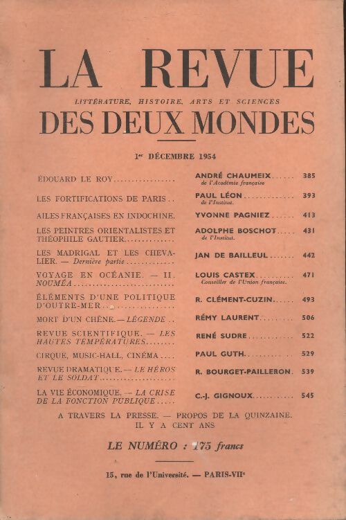 Livrenpoche : Revue des deux mondes décembre 1954 - Collectif - Livre