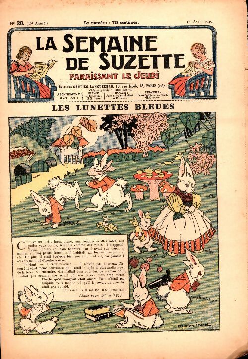 Livrenpoche : La semaine de Suzette 36e année n°20 : Les lunettes bleues - Collectif - Livre