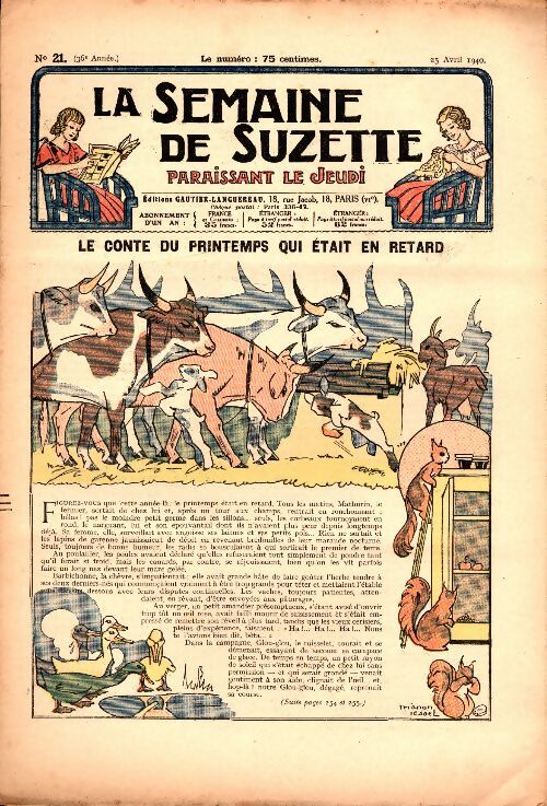 Livrenpoche : La semaine de Suzette 36e année n°21 : Le conte du printemps qui était en retard - Collectif - Livre