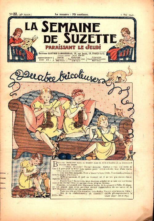 Livrenpoche : La semaine de Suzette 36e année n°22 : Quatre tricoteuses - Collectif - Livre
