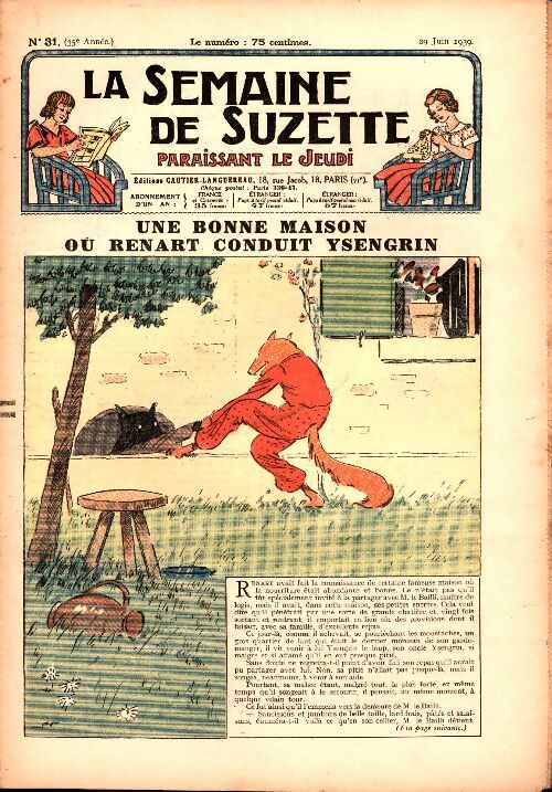 Livrenpoche : La semaine de Suzette 35e année n°31 : Une bonne maison où Renart conduit Ysengrin - Collectif - Livre