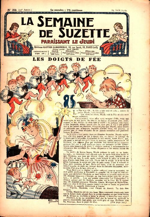 Livrenpoche : La semaine de Suzette 35e année n°39 : Les doigts de fée - Collectif - Livre