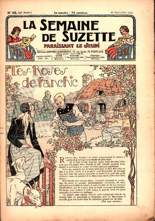 Livrenpoche : La semaine de Suzette 35e année n°43 : Les roses de Franchie - Collectif - Livre