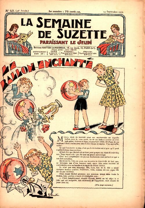 Livrenpoche : La semaine de Suzette 35e année n°42 : Le ballon enchanté - Collectif - Livre