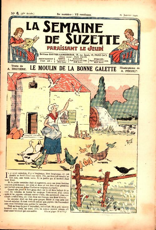 Livrenpoche : La semaine de Suzette 36e année n°6 : Le moulin de la bonne galette - Collectif - Livre