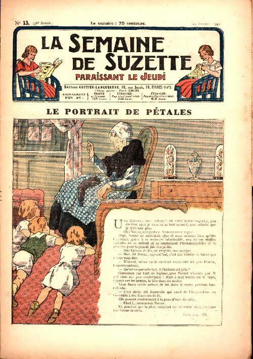 Livrenpoche : La semaine de Suzette 36e année n°13 :  Le portrait de pétales - Collectif - Livre