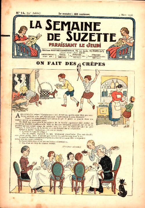 Livrenpoche : La semaine de Suzette 34e année n°14 : On fait des crêpes - Collectif - Livre