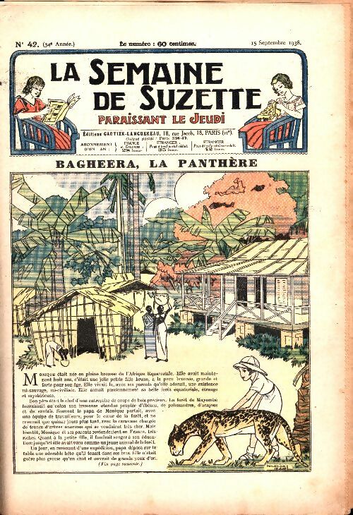 Livrenpoche : La semaine de Suzette 34e année n°42 : Bagheera, la panthère - Collectif - Livre
