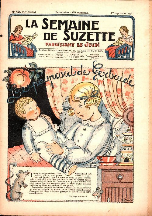 Livrenpoche : La semaine de Suzette 34e année n°40 : Le poupard de Gertrude - Collectif - Livre