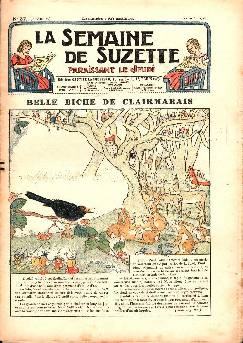 Livrenpoche : La semaine de Suzette 34e année n°37 : Belle biche de Claimarais - Collectif - Livre