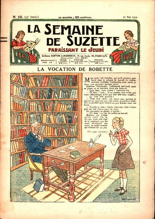 Livrenpoche : La semaine de Suzette 33e année n°25 : La vocation de Bobette - Collectif - Livre